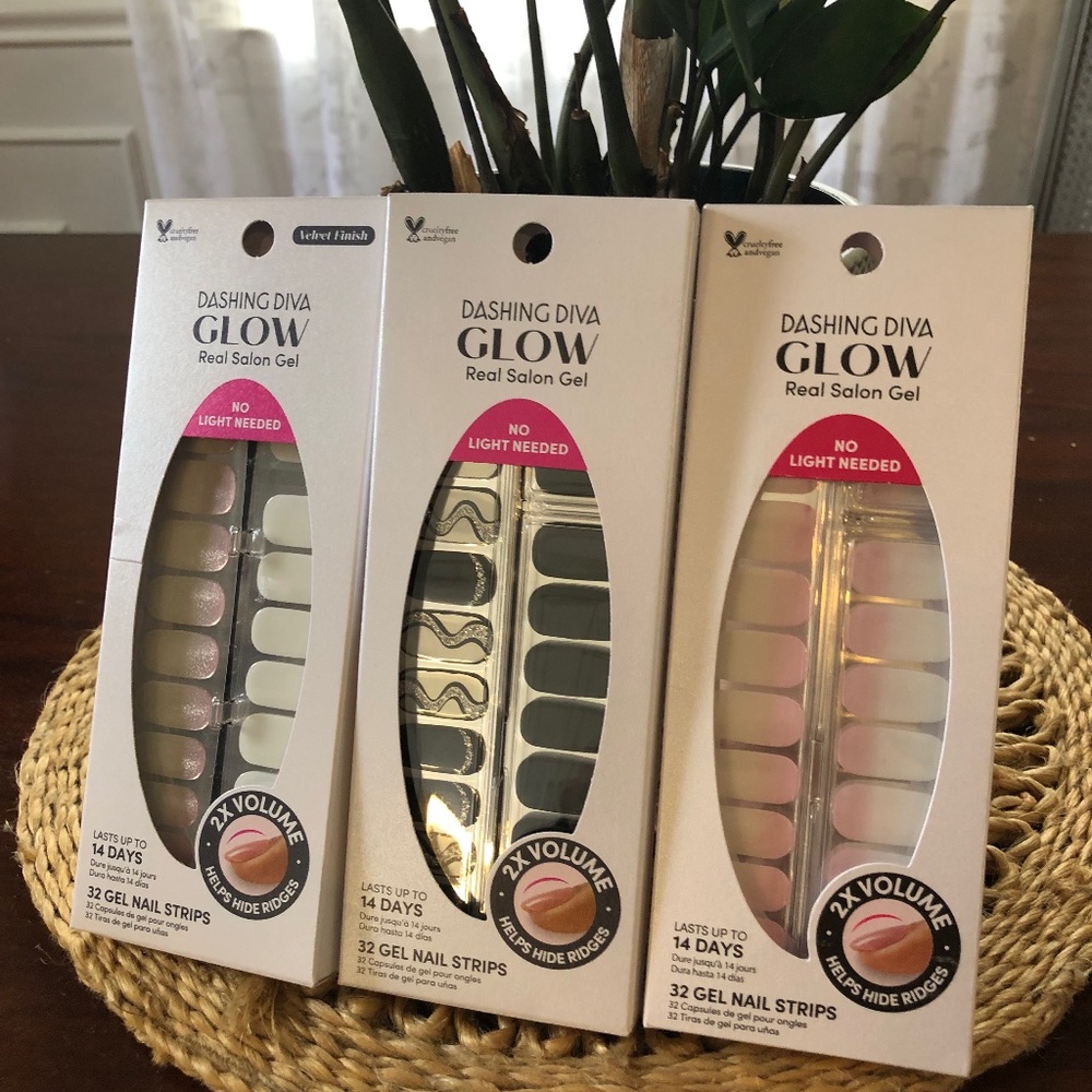 Lot of 3 Dashing Diva Glow - Black, Pink and White theme